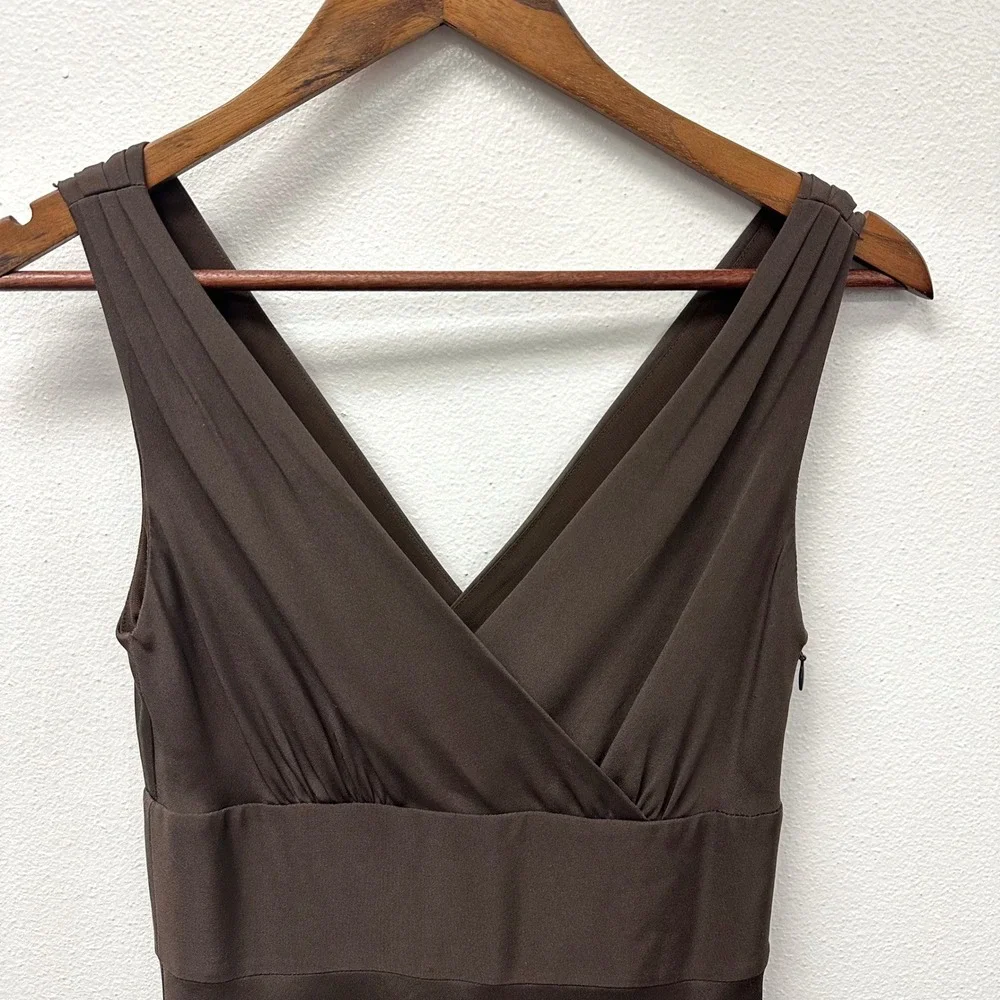 J. Crew Silk‎ V-Neck Midi Dress Brown 0
